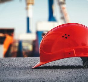Safety helmet laying on floor